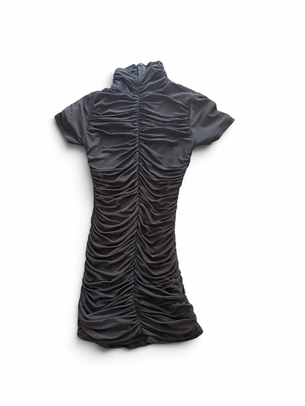 naked wardrobe Black Ruched Short Sleeve Mini Dress